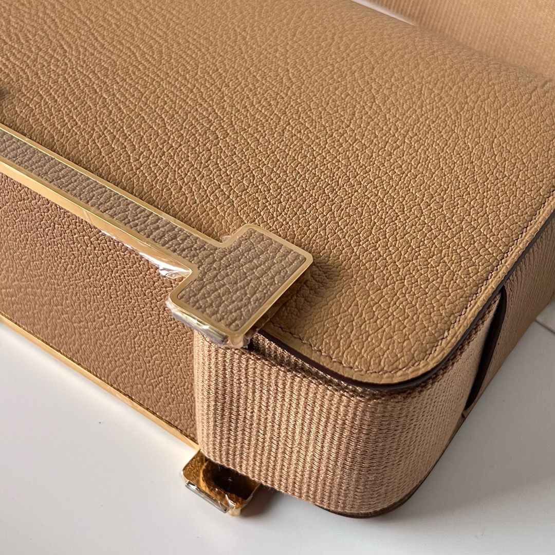 Hermes Geta Handmade Bag In Chai Chevre Mysore Leather - Image 7