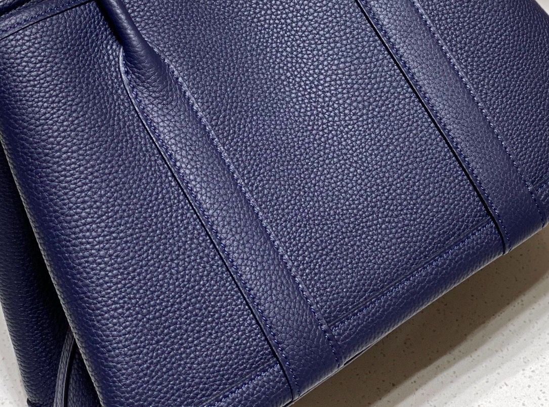 Hermes Garden Party 30 Bag In Blue Saphir Taurillon Leather - Image 5