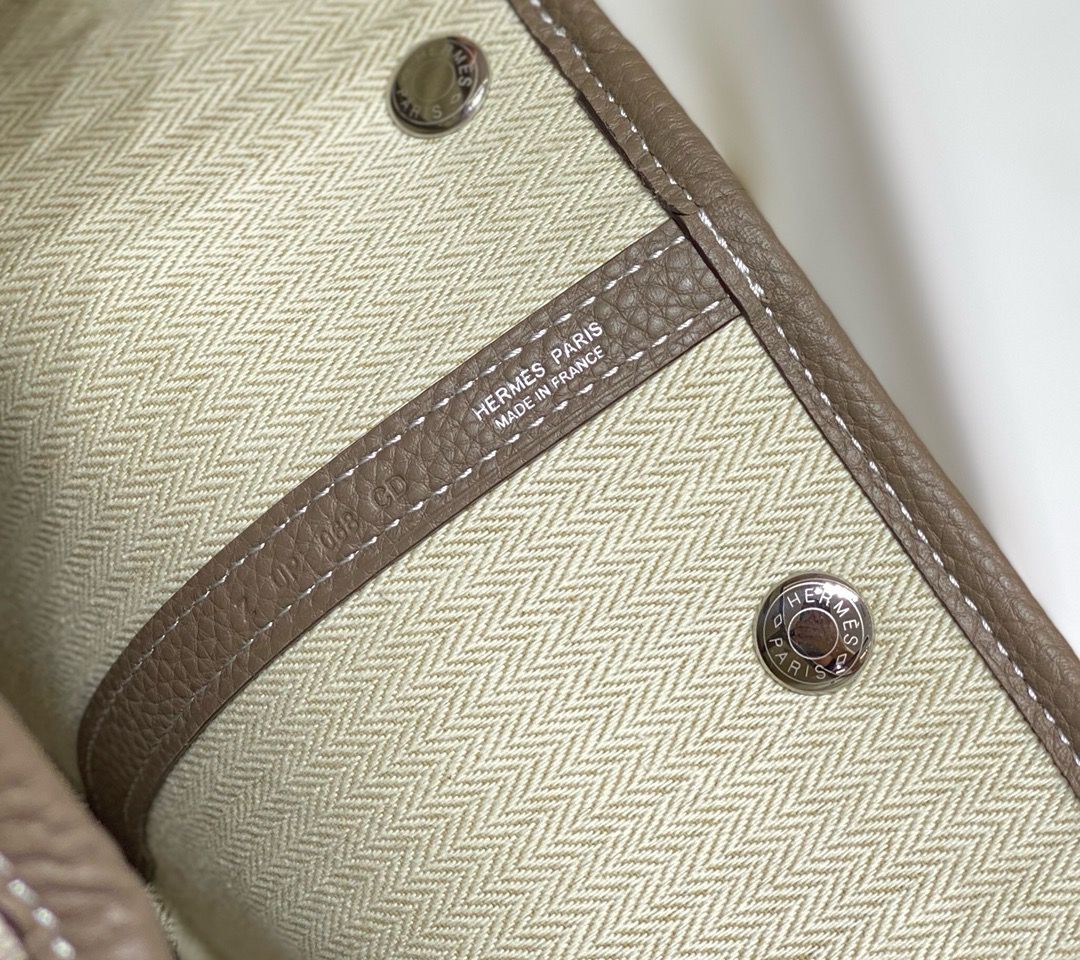 Hermes Garden Party 30cm Bag in Toile and Taupe Leather - Image 7