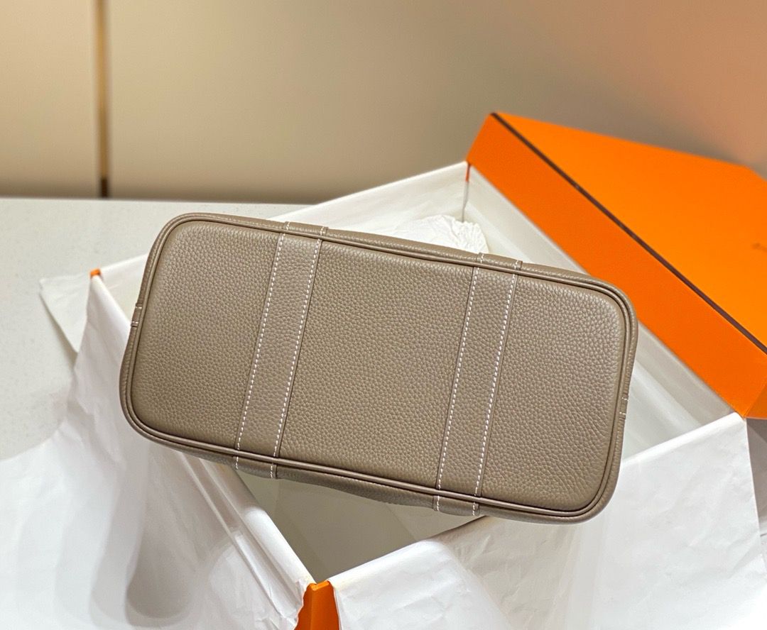 Hermes Garden Party 30cm Bag in Toile and Taupe Leather - Image 9