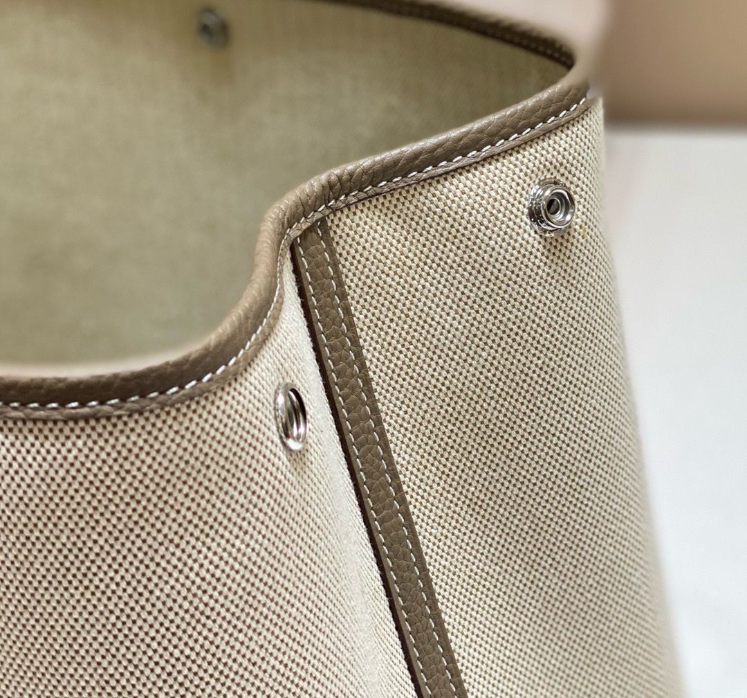 Hermes Garden Party 36cm Bag in Toile and Taupe Leather - Image 7