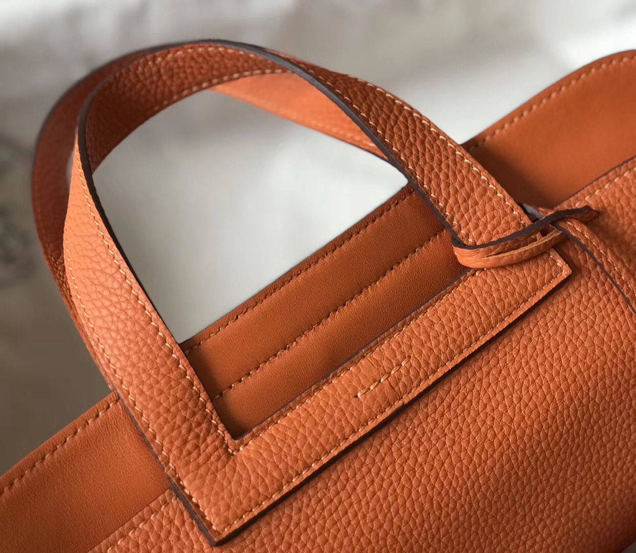 Hermes Halzan 31cm Bag In Orange Clemence Leather - Image 4