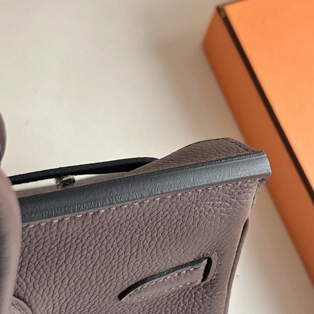 Hermes Birkin 25 Retourne Handmade Bag in Chocolat Clemence Leather - Image 7