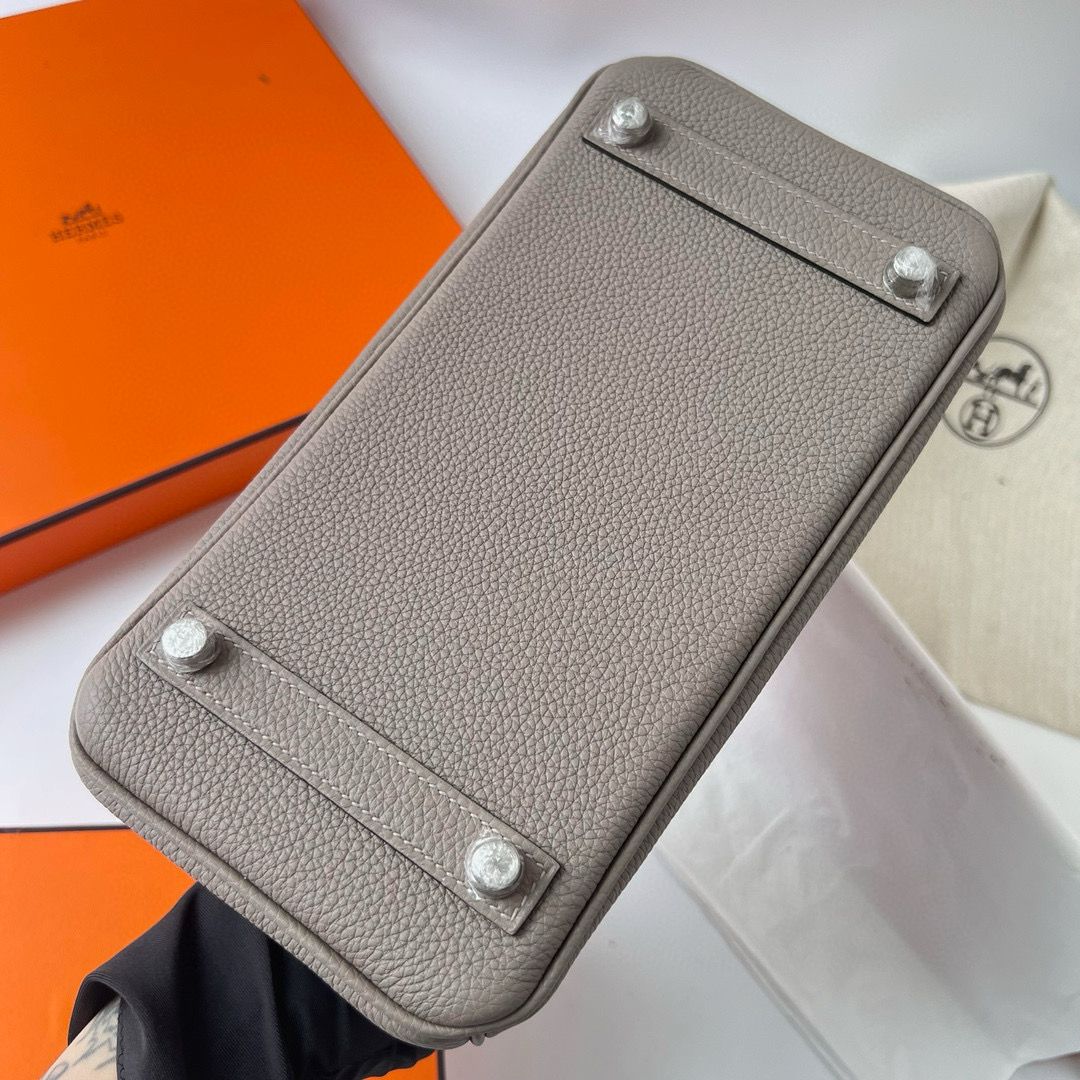 Hermes Birkin 25 Retourne Handmade Bag in Gris Asphalt Clemence Leather - Image 9