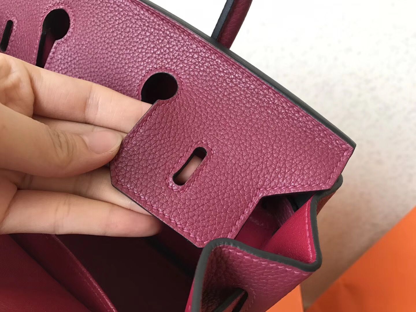 Hermes Birkin 25 Handmade Bag In Ruby Clemence Leather - Image 6