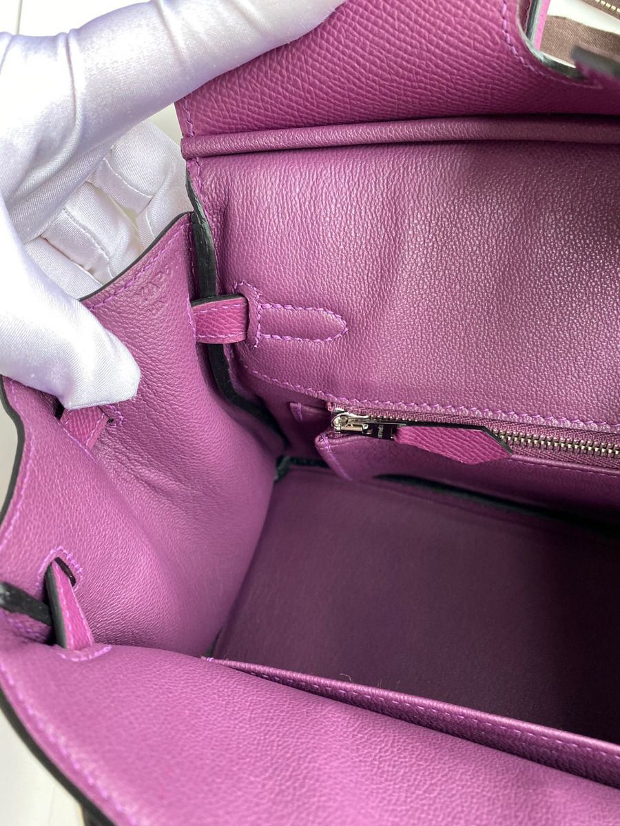 Hermes Birkin 25 Retourne Handmade Bag In Anemone Epsom Calfskin - Image 9