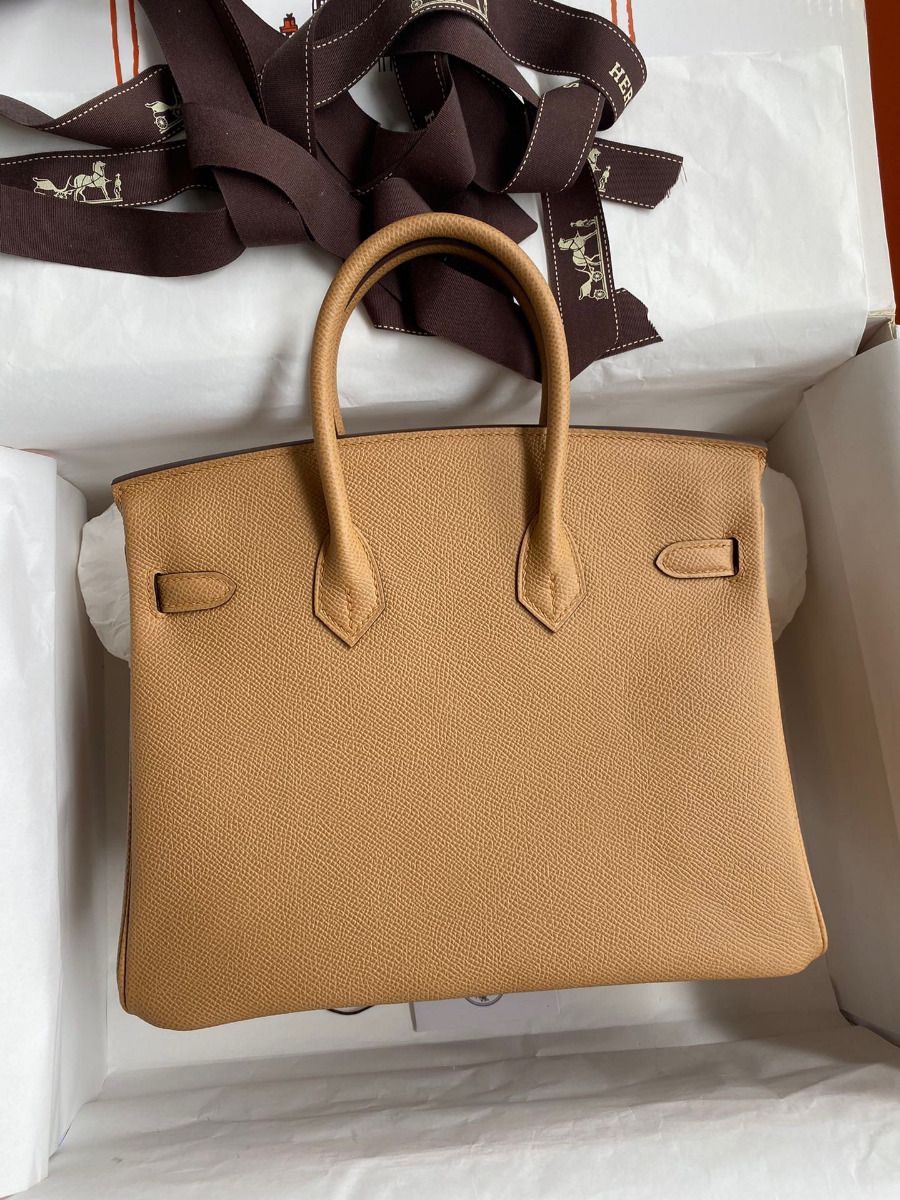 Hermes Birkin 25 Retourne Handmade Bag In Biscuit Epsom Calfskin - Image 3