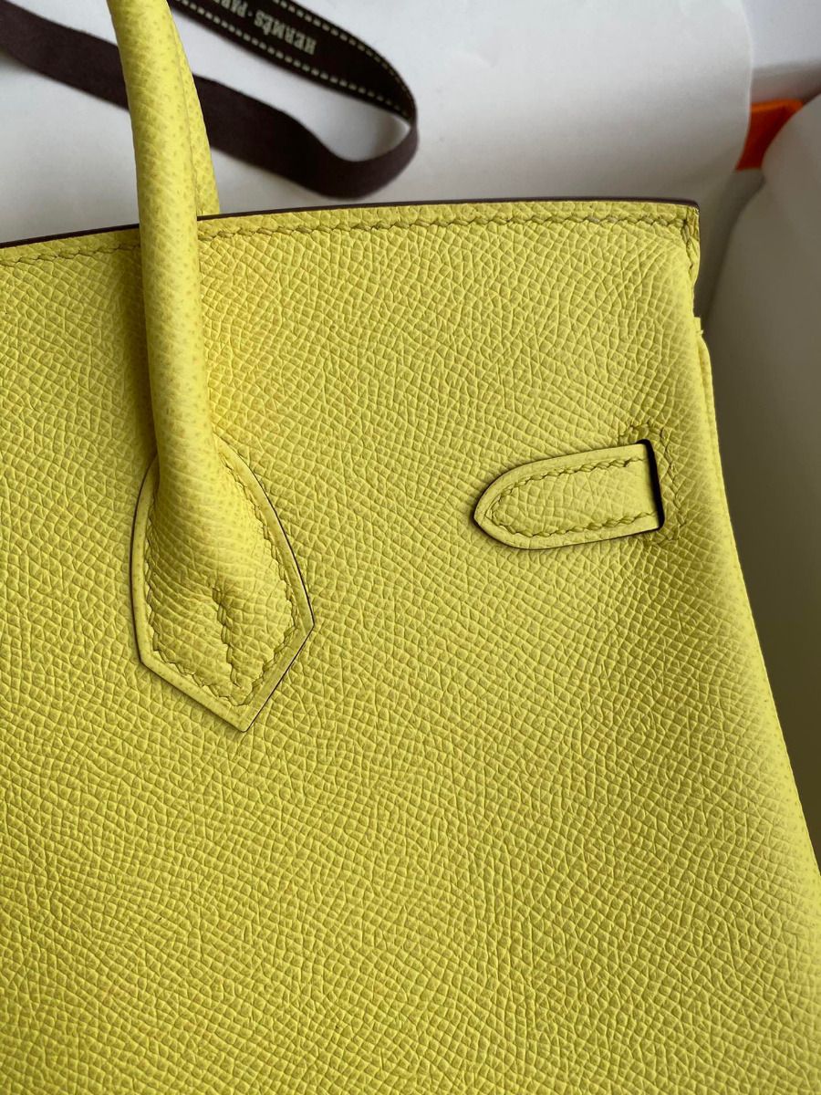 Hermes Birkin 25 Retourne Handmade Bag In Lime Epsom Calfskin - Image 5