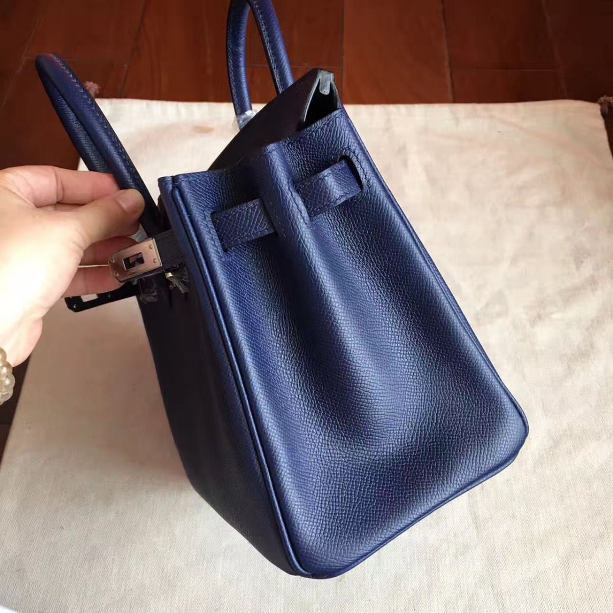Hermes Birkin 25 Handmade Bag In Sapphire Epsom Calfskin - Image 7