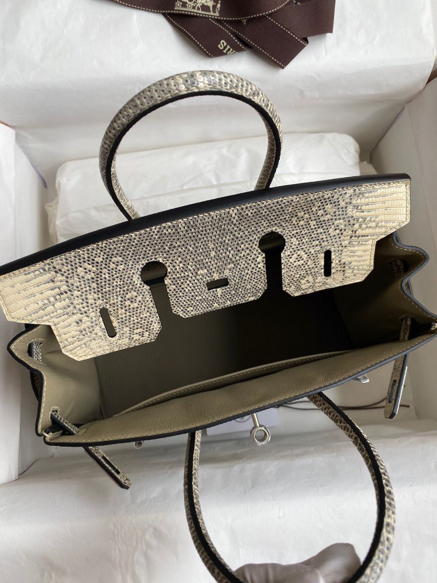 Hermes Birkin 25 Retourne Handmade Bag In Ombre Lizard Leather - Image 8