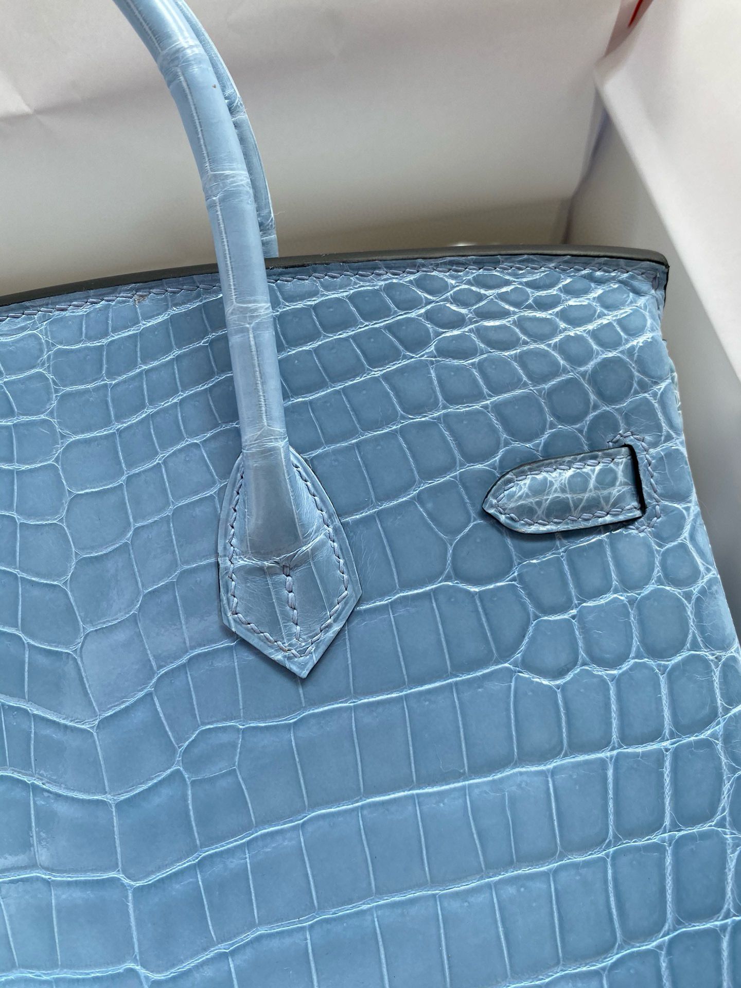 Hermes Birkin 25 Handmade Bag in Bleu du Nord Crocodile Niloticus Shiny Skin - Image 6