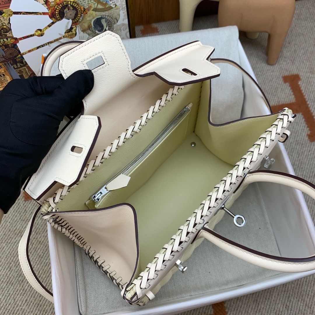 Hermes Picnic Birkin 25 Bag in Wicker with Nata Swift Calfskin - Image 5