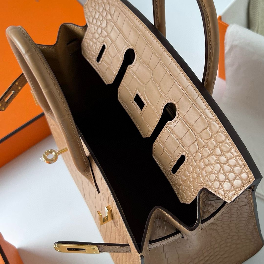 Hermes Birkin 25 Sellier Handmade Bag in Chai Matte Alligator Leather - Image 7