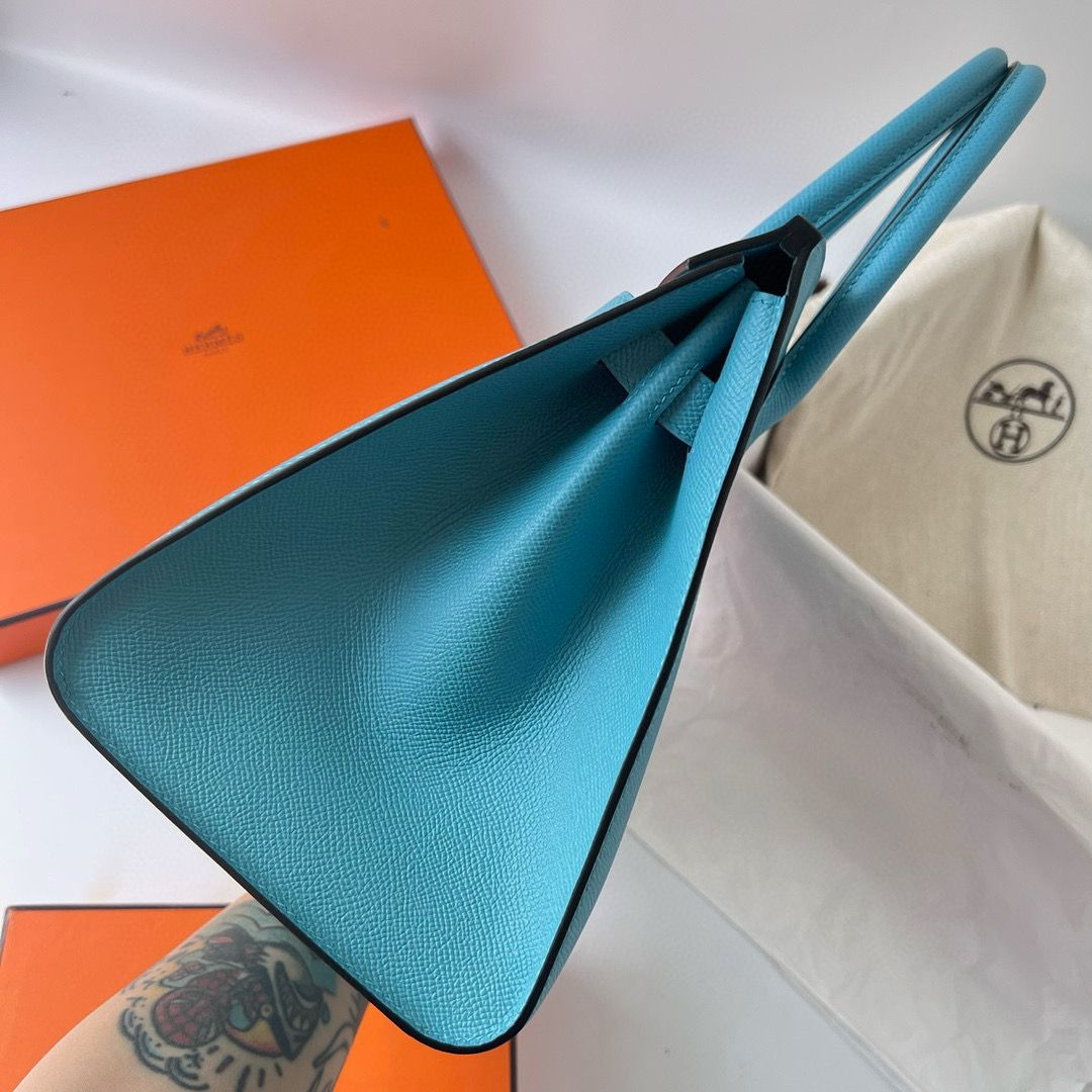Hermes Birkin 25 Sellier Handmade Bag In Celeste Epsom Calfskin - Image 7