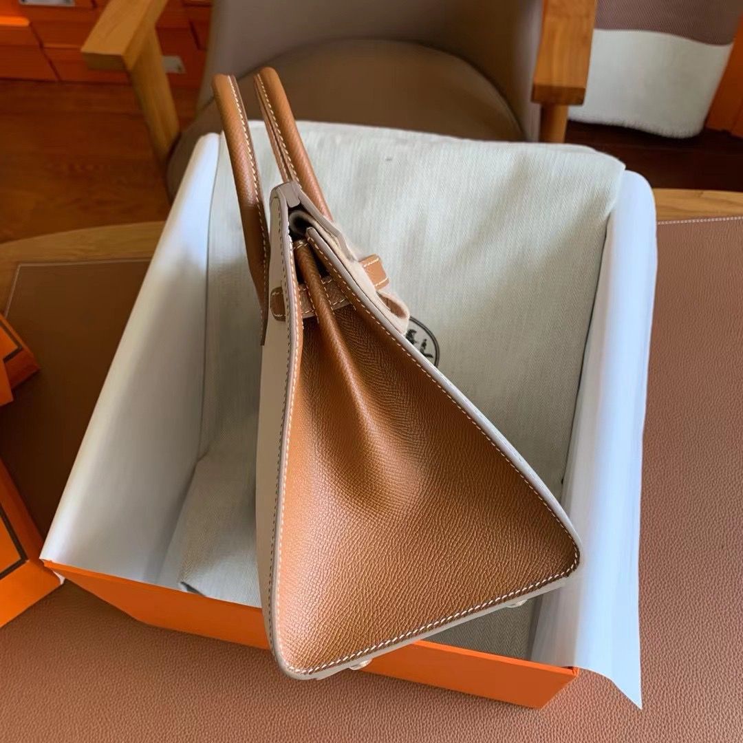 Hermes HSS Birkin 25 Sellier Bag in Craie and Gold Epsom Calfskin - Image 8