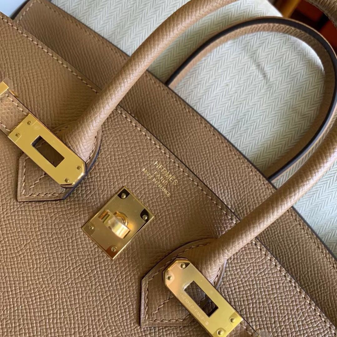 Hermes Birkin 25 Sellier Handmade Bag In Chai Epsom Calfskin - Image 10
