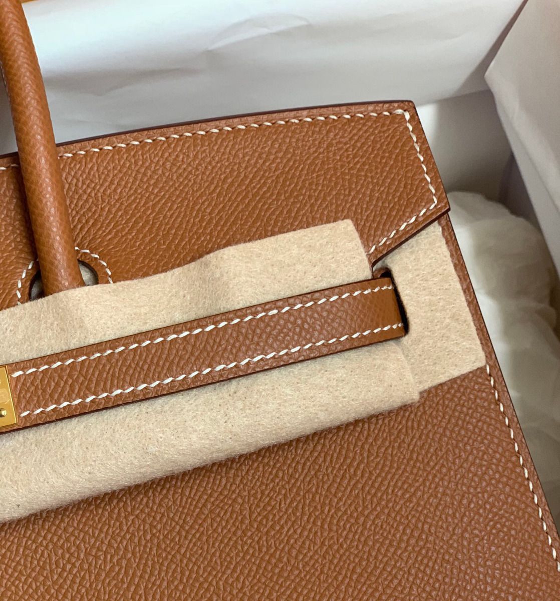Hermes Birkin 25 Sellier Handmade Bag In Gold Epsom Calfskin - Image 3