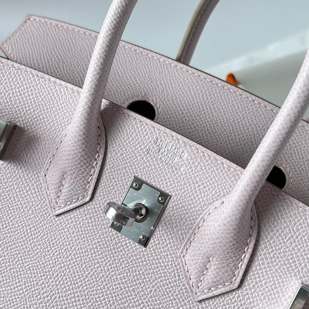 Hermes Birkin 25 Sellier Handmade Bag In Mauve Pale Epsom Calfskin - Image 4