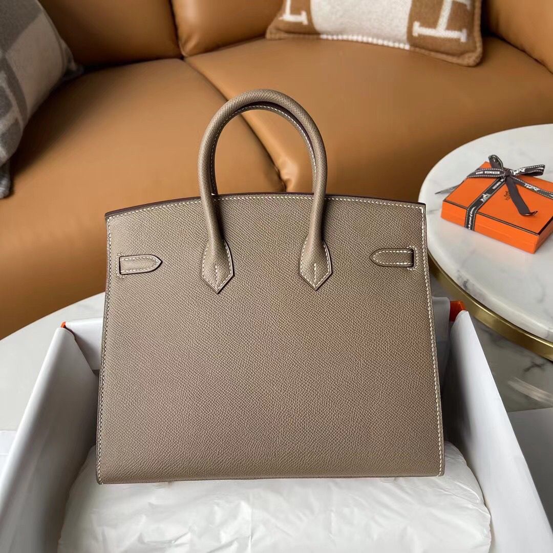 Hermes Birkin 25 Sellier Handmade Bag In Taupe Epsom Calfskin - Image 3