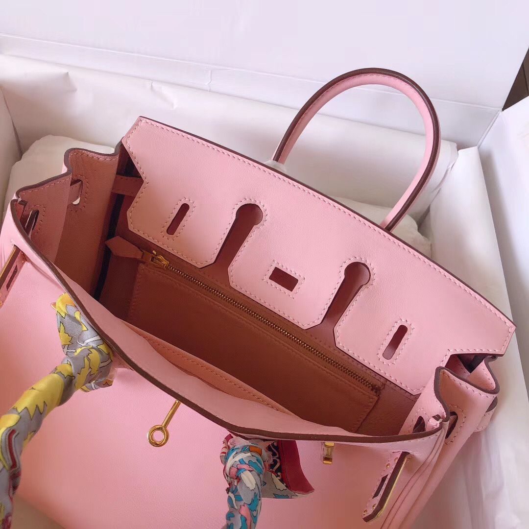 Hermes Birkin 25 Handmade Bag In Pink Swift Leather - Image 4
