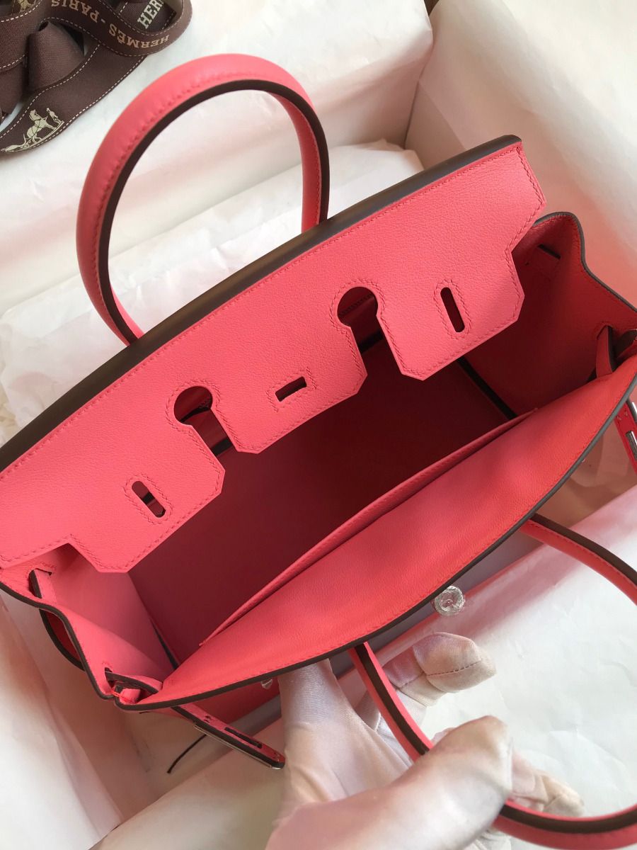 Hermes Birkin 25 Retourne Handmade Bag In Rose Lipstick Swift Calfskin - Image 8