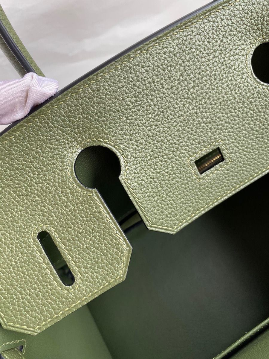 Hermes Birkin 30 Retourne Handmade Bag In Green Clemence Leather - Image 9