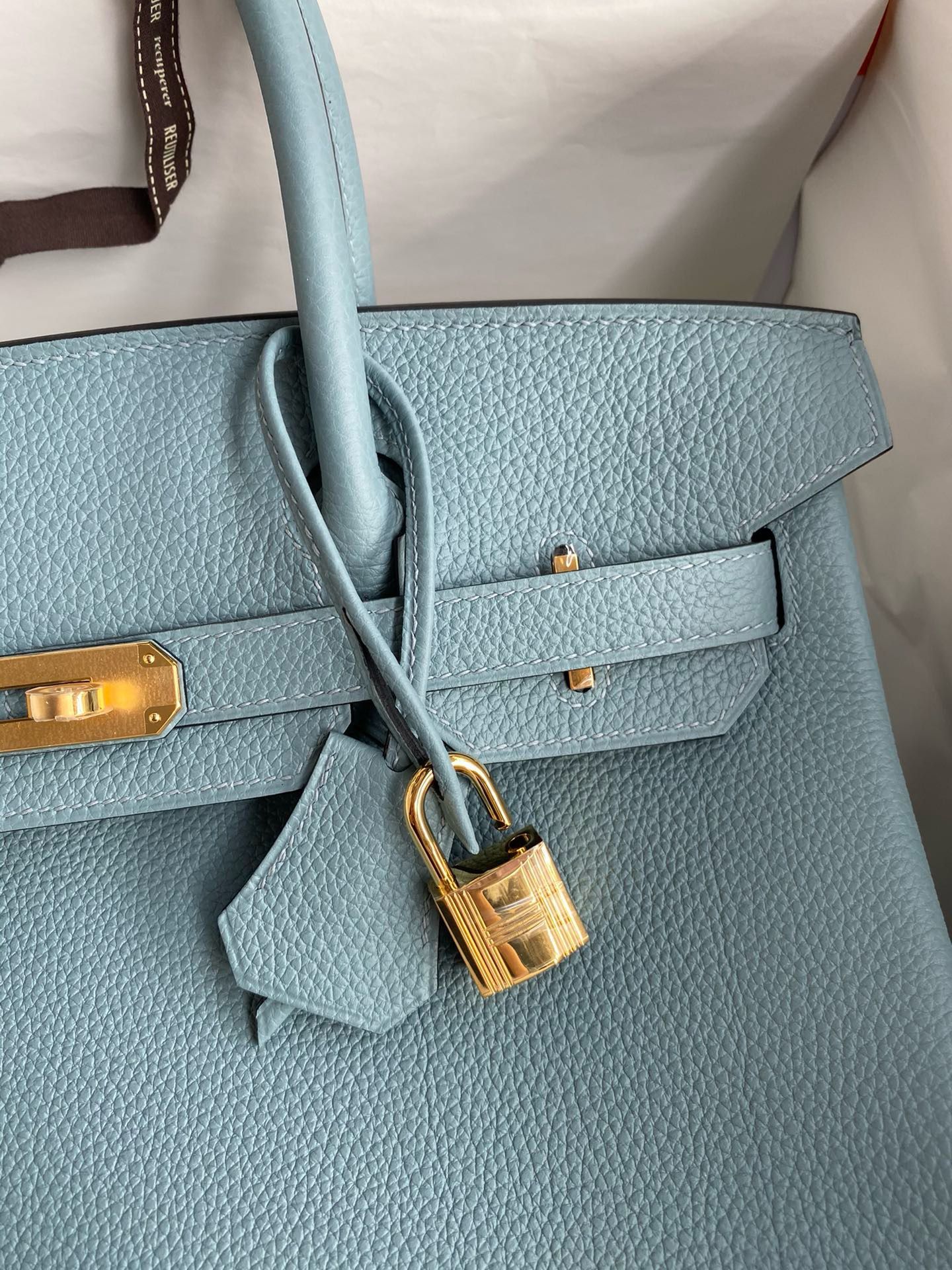 Hermes Birkin 30 Retourne Handmade Bag In Ciel Clemence Leather - Image 4