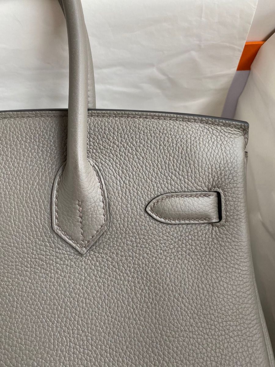 Hermes Birkin 30 Retourne Handmade Bag In Gris Meyer Clemence Leather - Image 5