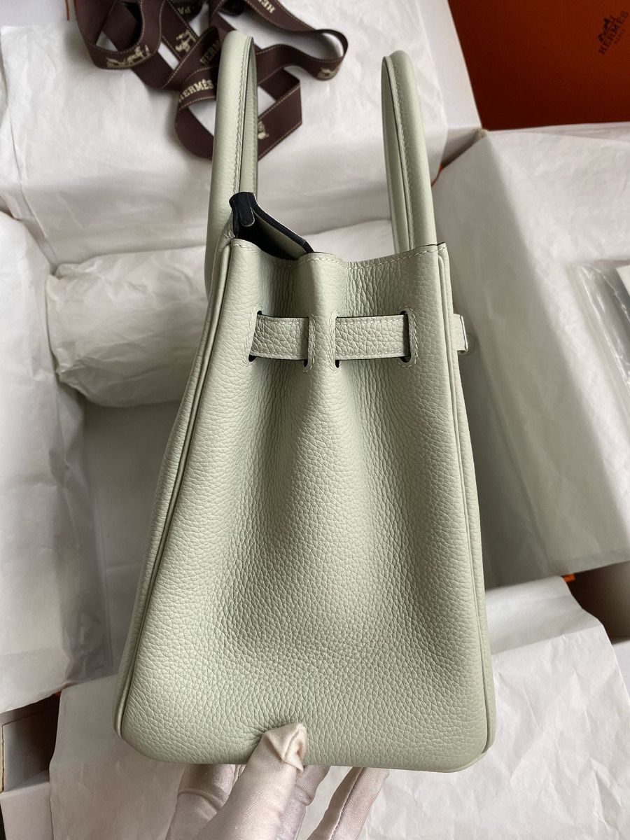 Hermes Birkin 30 Retourne Handmade Bag In Gris Neve Clemence Leather - Image 6