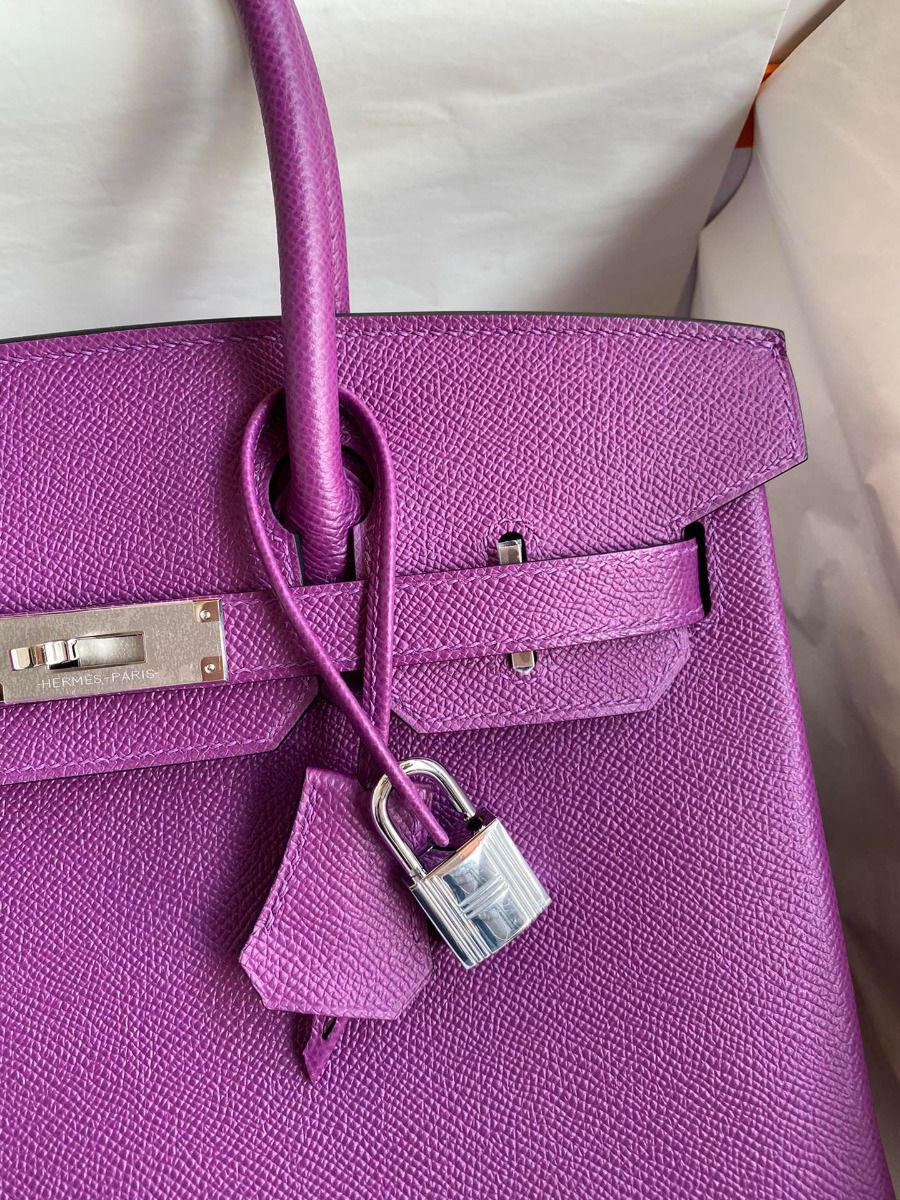Hermes Birkin 30 Retourne Handmade Bag In Anemone Epsom Calfskin - Image 4
