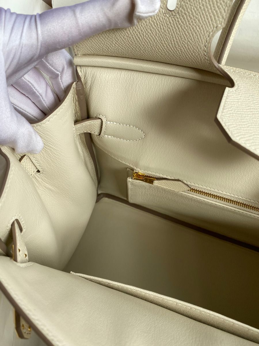 Hermes Birkin 30 Retourne Handmade Bag In Craie Epsom Calfskin - Image 9