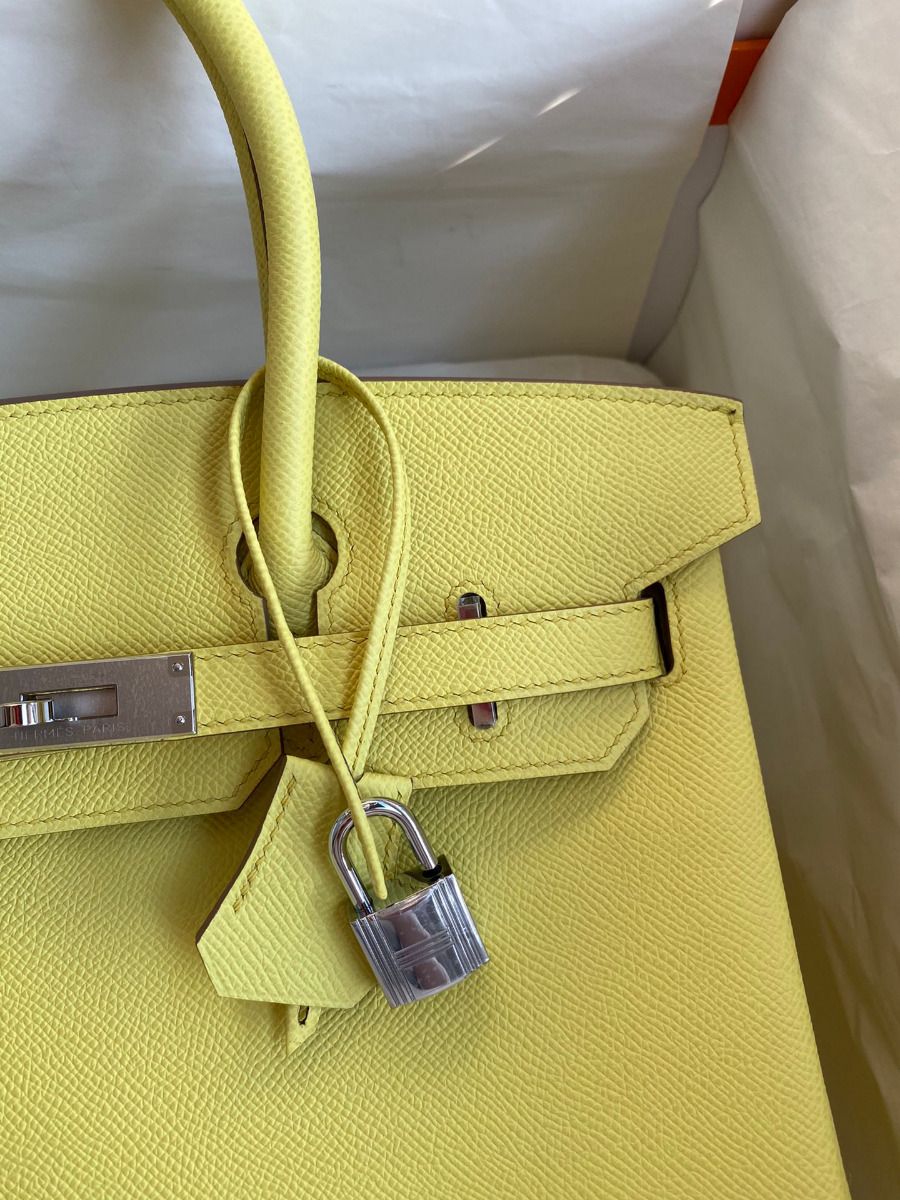 Hermes Birkin 30 Retourne Handmade Bag In Lime Epsom Calfskin - Image 4