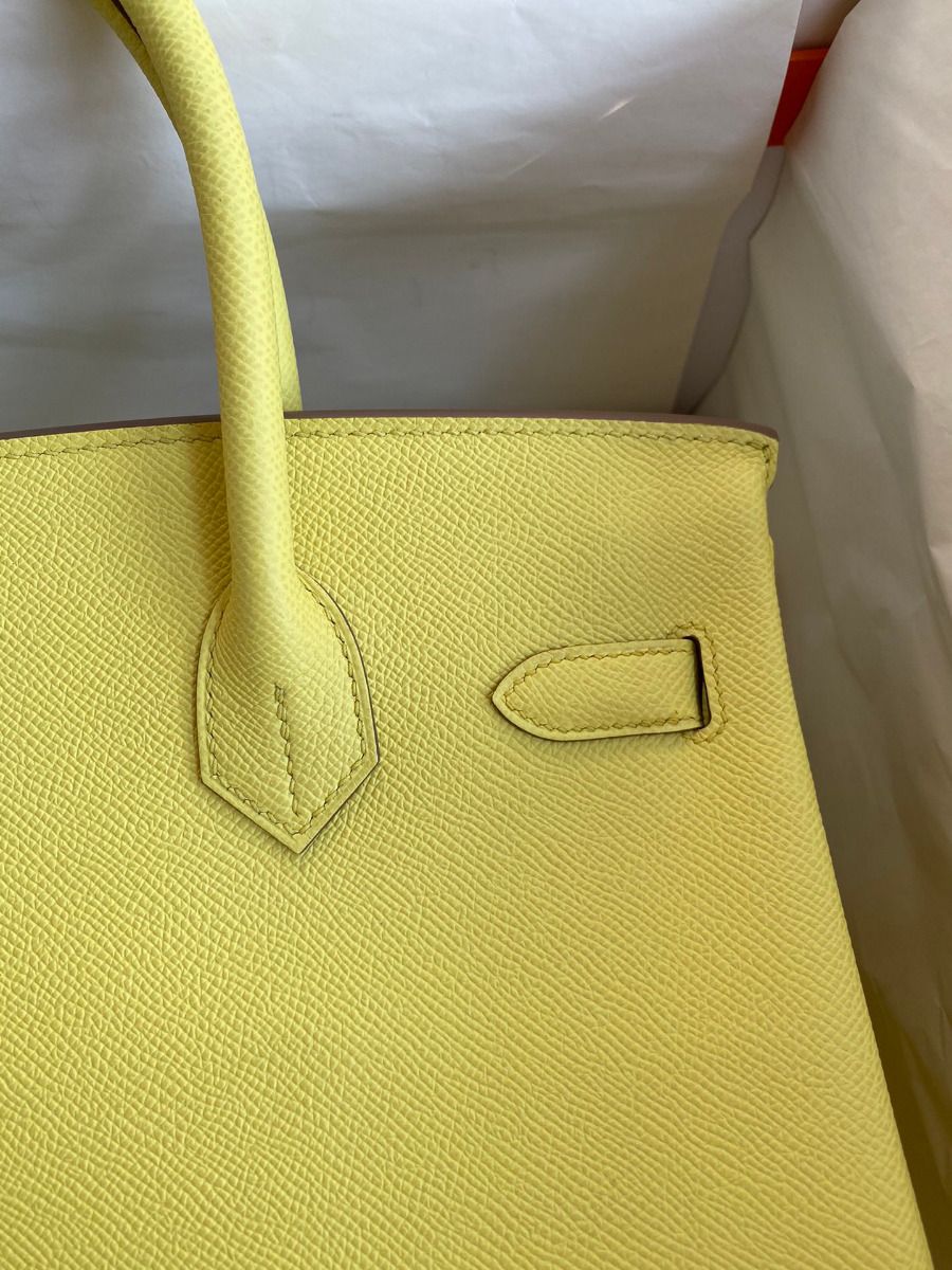 Hermes Birkin 30 Retourne Handmade Bag In Lime Epsom Calfskin - Image 5