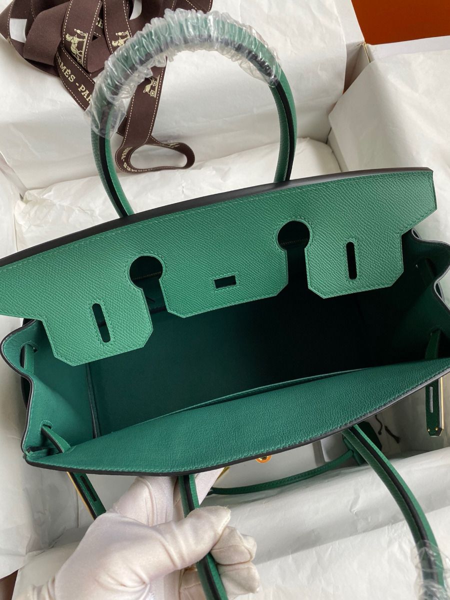 Hermes Birkin 30 Retourne Handmade Bag In Malachite Epsom Calfskin - Image 8