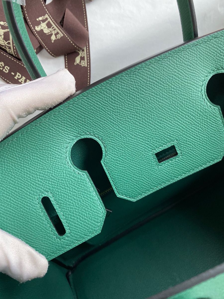 Hermes Birkin 30 Retourne Handmade Bag In Malachite Epsom Calfskin - Image 9