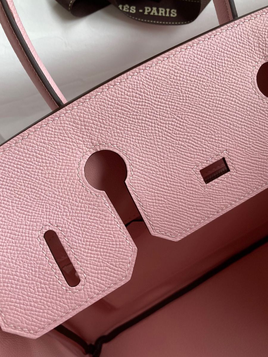 Hermes Birkin 30 Retourne Handmade Bag In Rose Sakura Epsom Calfskin - Image 9