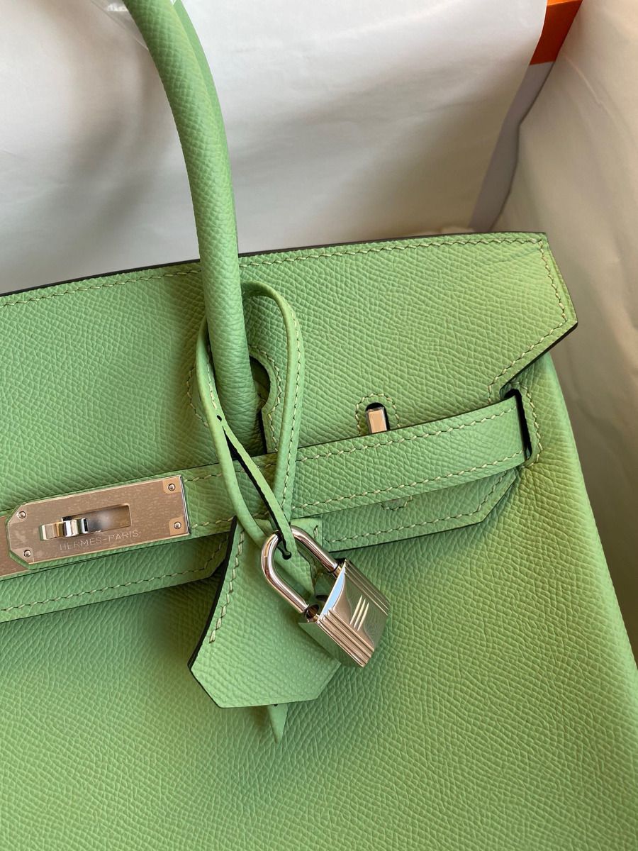 Hermes Birkin 30 Retourne Handmade Bag In Vert Criquet Epsom Calfskin - Image 4