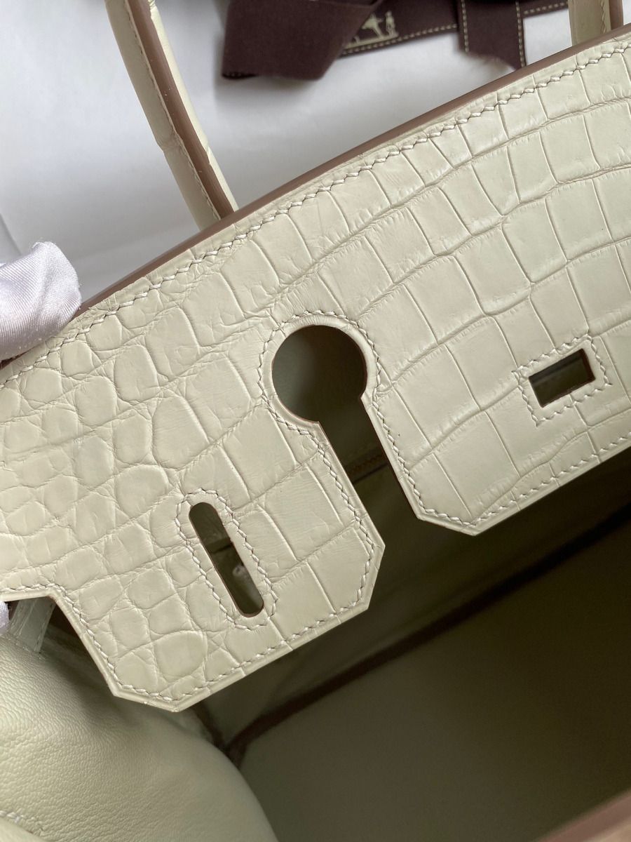 Hermes Birkin 30 Handmade Bag In Craie Crocodile Niloticus Matte Skin - Image 8