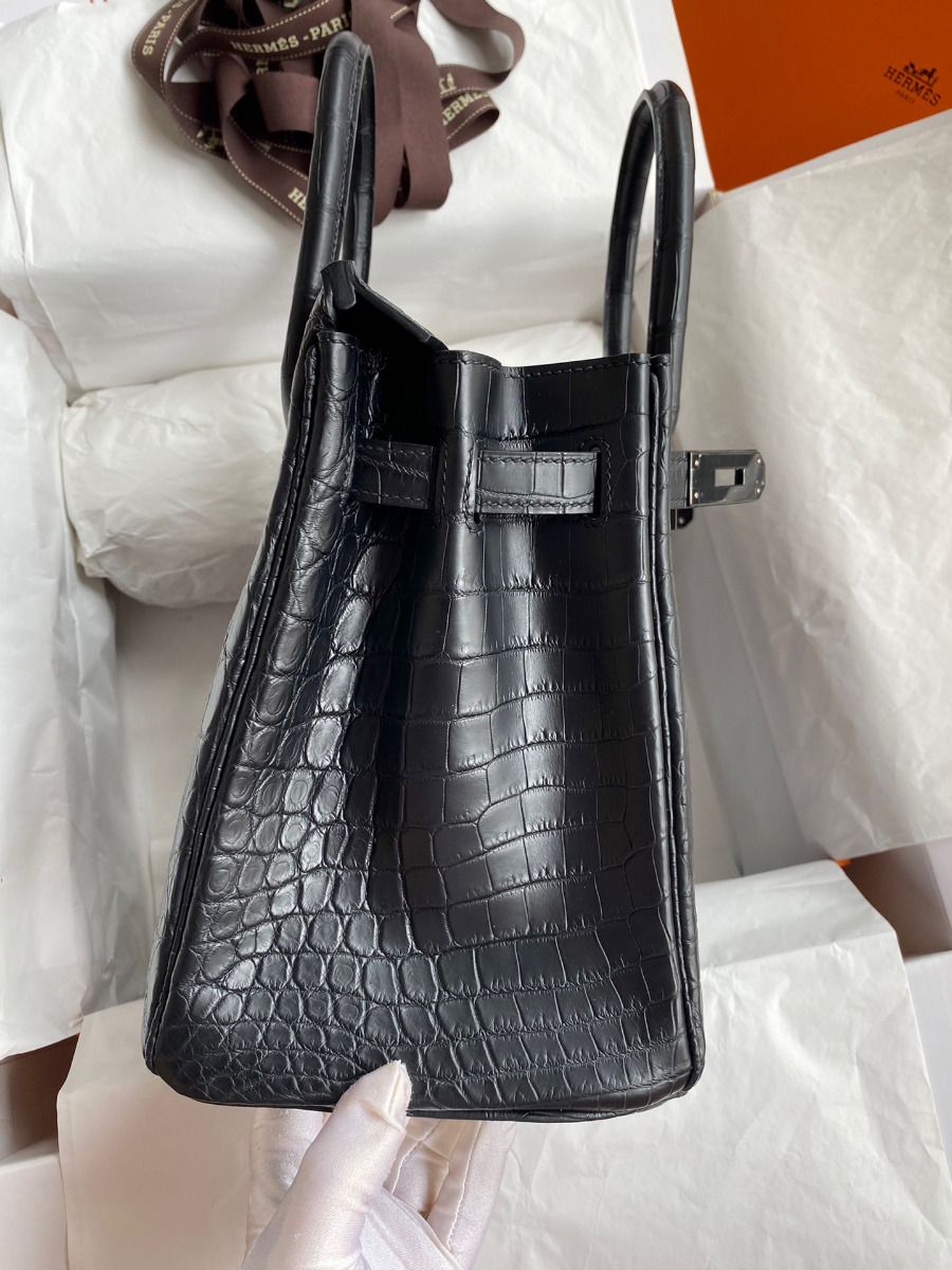 Hermes Birkin 30 Handmade Bag In Black Crocodile Niloticus Matte Skin - Image 6