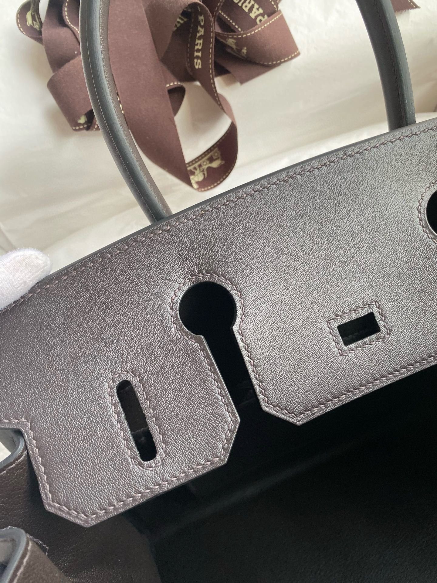 Hermes Birkin 30 Handmade Bag in Toile & Ebene Swift Leather - Image 9