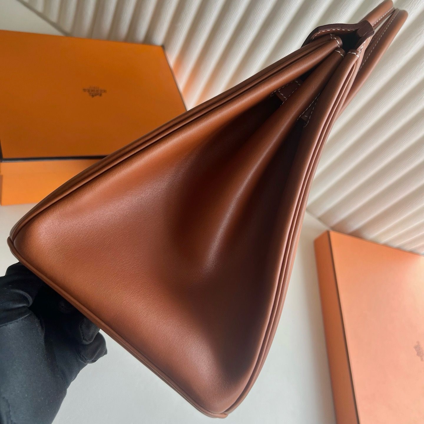 Hermes Birkin 35 Retourne Handmade Bag in Barenia Calfskin - Image 3