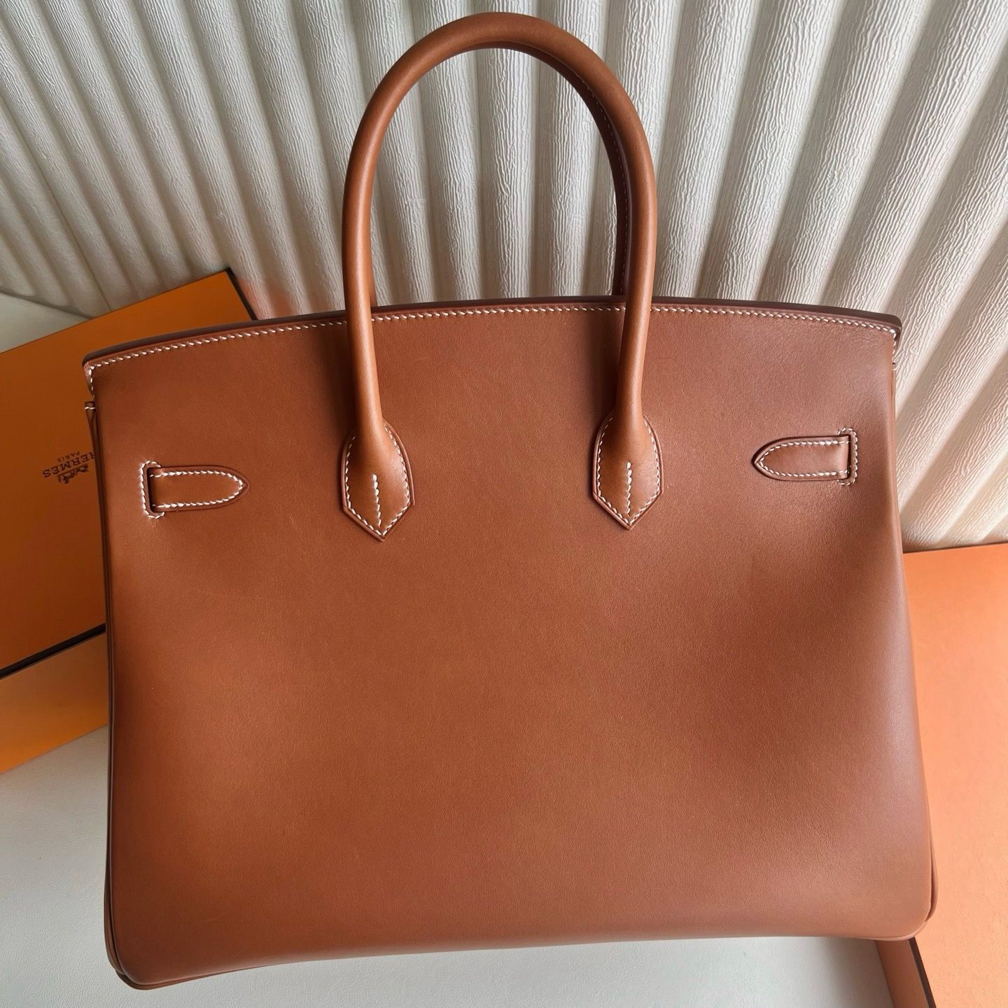 Hermes Birkin 35 Retourne Handmade Bag in Barenia Calfskin - Image 7