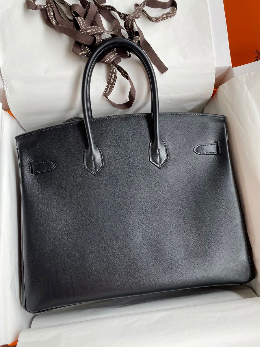 Hermes Birkin 35 Retourne Handmade Bag In Black Box Calfskin - Image 3