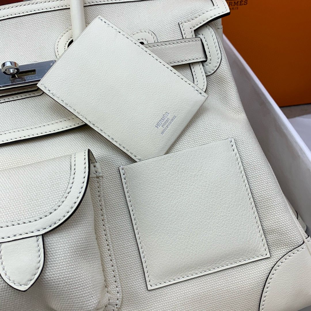 Hermes Cargo Birkin 35cm Limited-edition Bag in White Canvas - Image 10