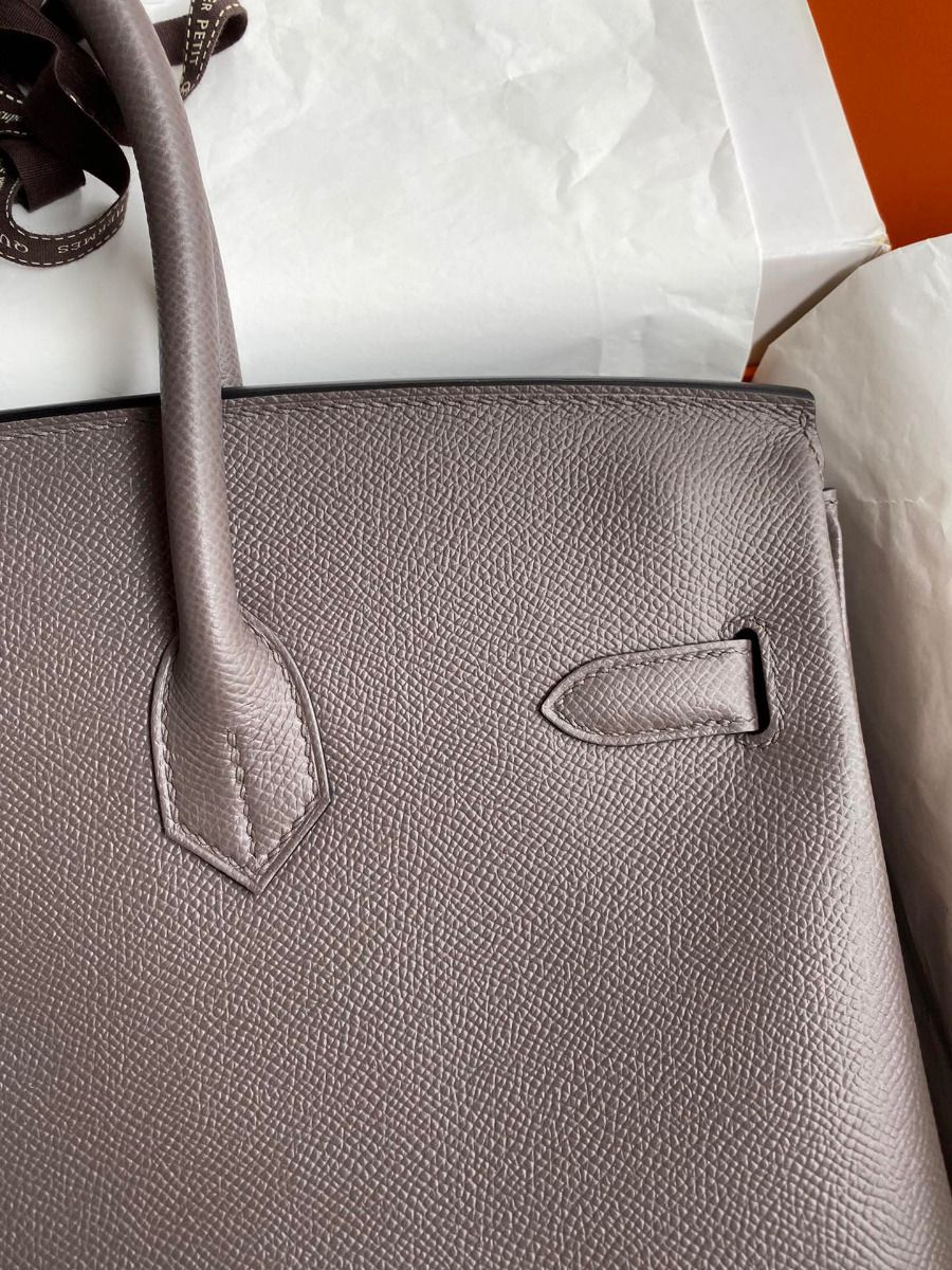 Hermes Birkin 35 Retourne Handmade Bag In Etain Epsom Calfskin - Image 5
