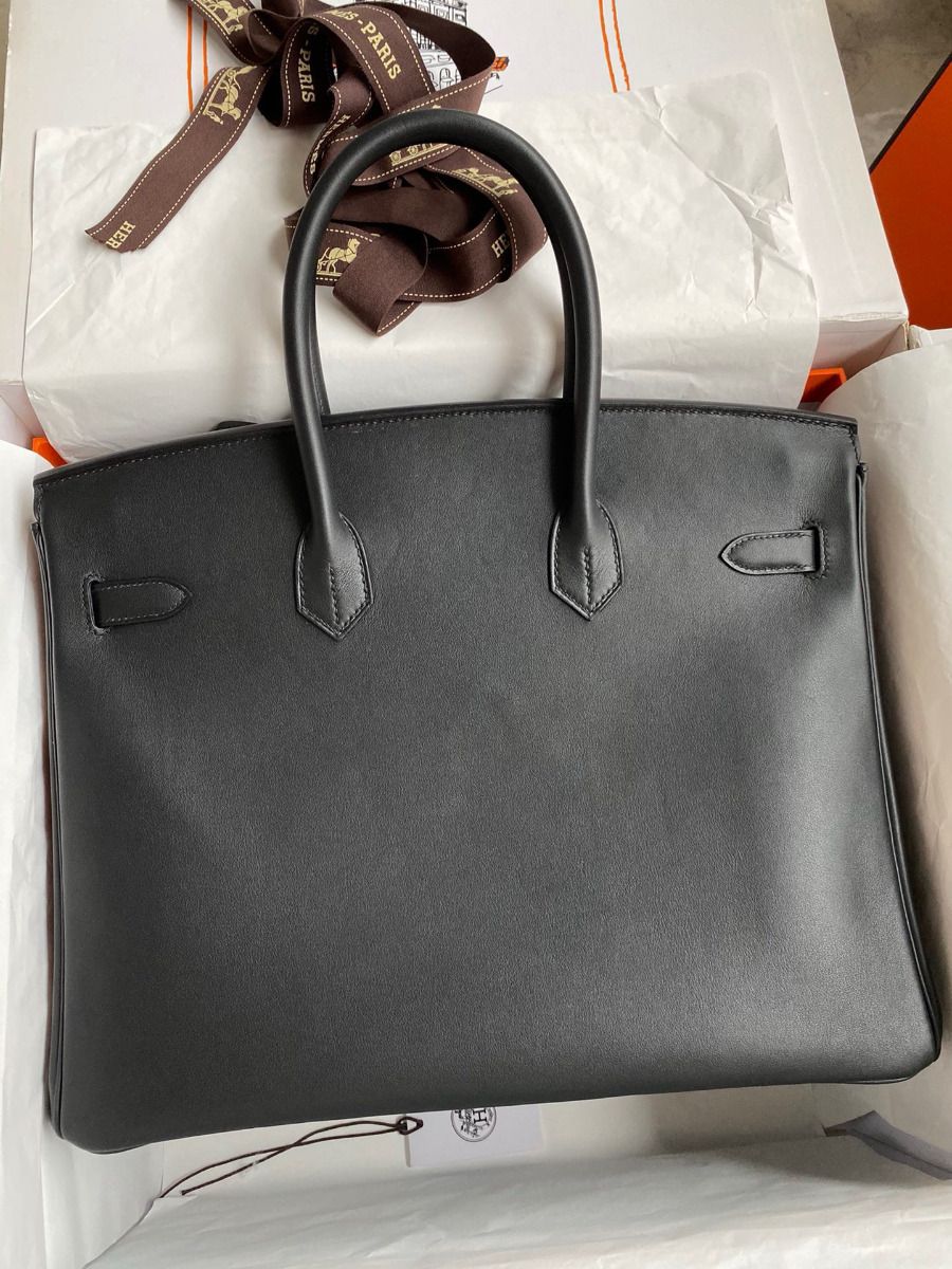 Hermes Birkin 35 Retourne Handmade Bag in Black Swift Leather - Image 3