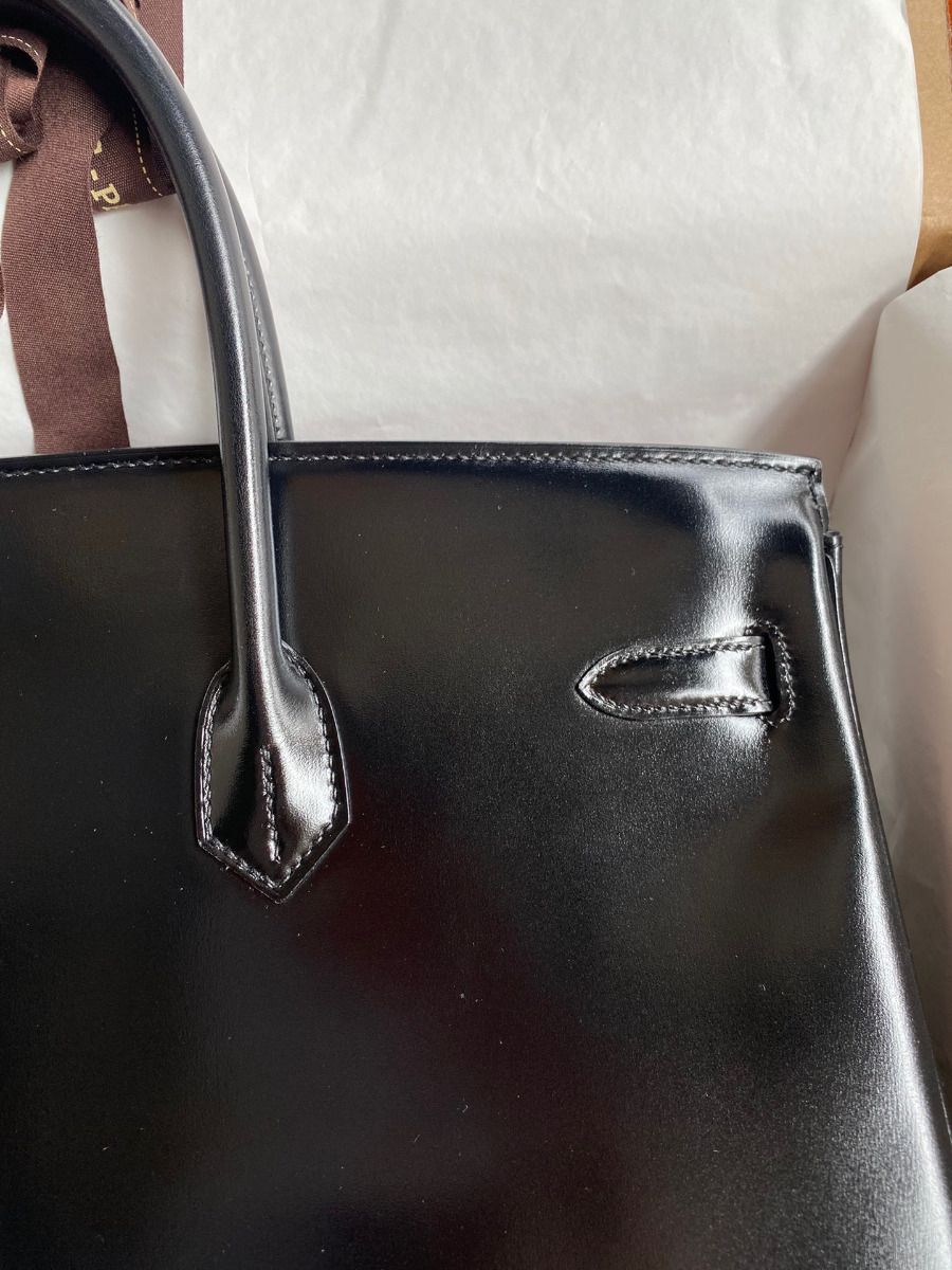 Hermes Birkin 40 Retourne Handmade Bag In Black Box Calfskin - Image 5