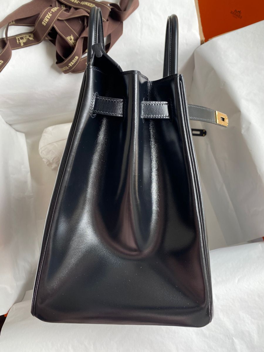 Hermes Birkin 40 Retourne Handmade Bag In Black Box Calfskin - Image 6