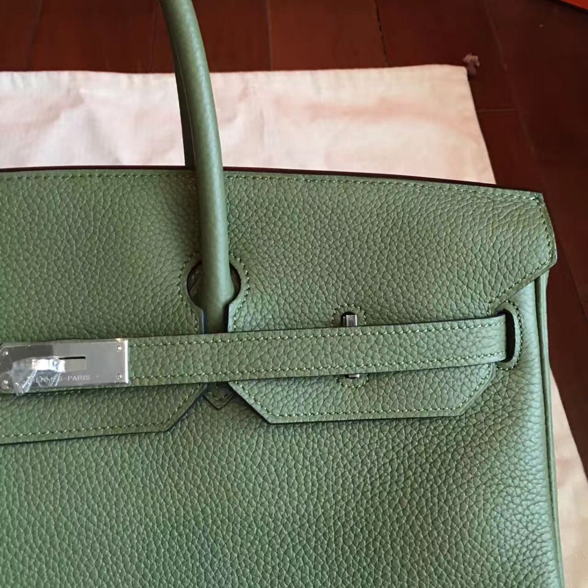 Hermes Birkin 40 Handmade Bag In Canopee Clemence Leather - Image 9