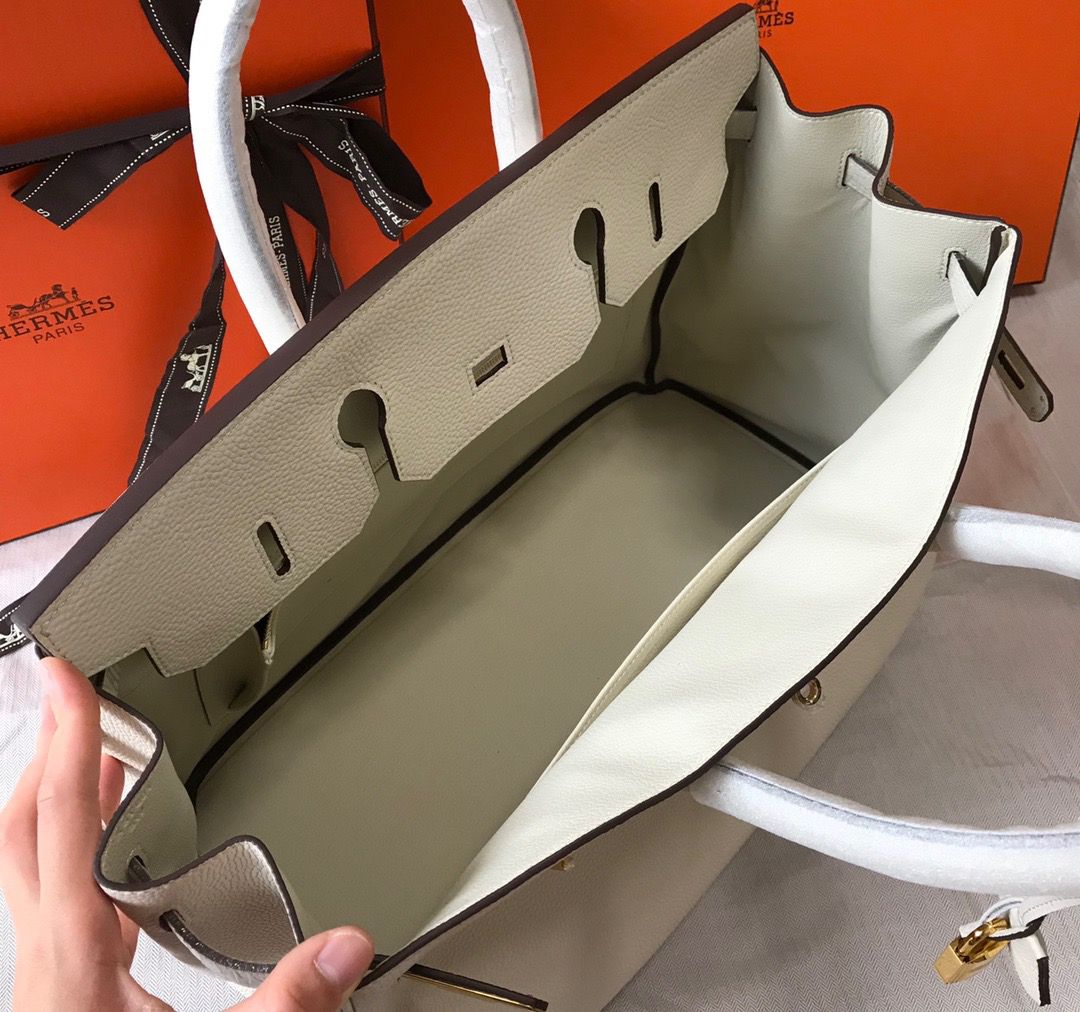 Hermes Birkin 40 Handmade Bag In White Clemence Leather - Image 10